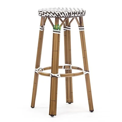 Runde Barhocker aus Aluminium-Rattan für den Außenbereich